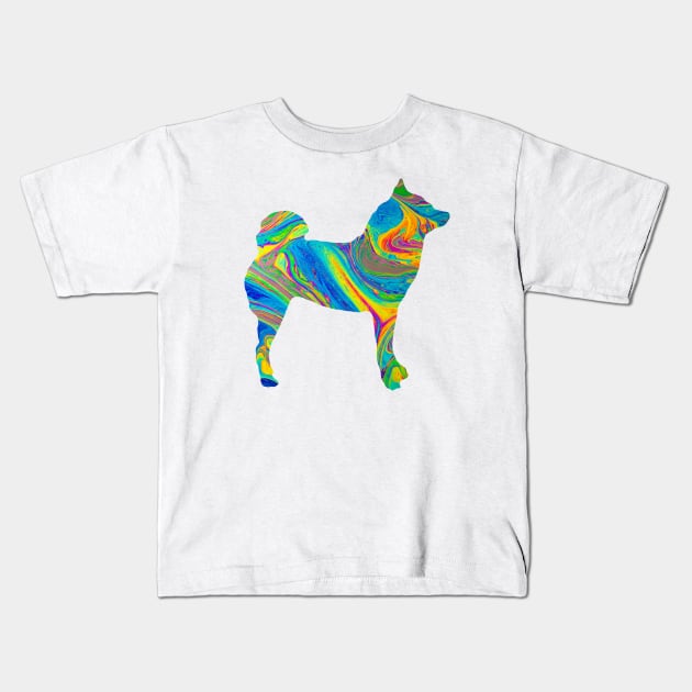 Lilly the Shiba Inu Silhouette - Colourful Bubble on White Kids T-Shirt by shibalilly